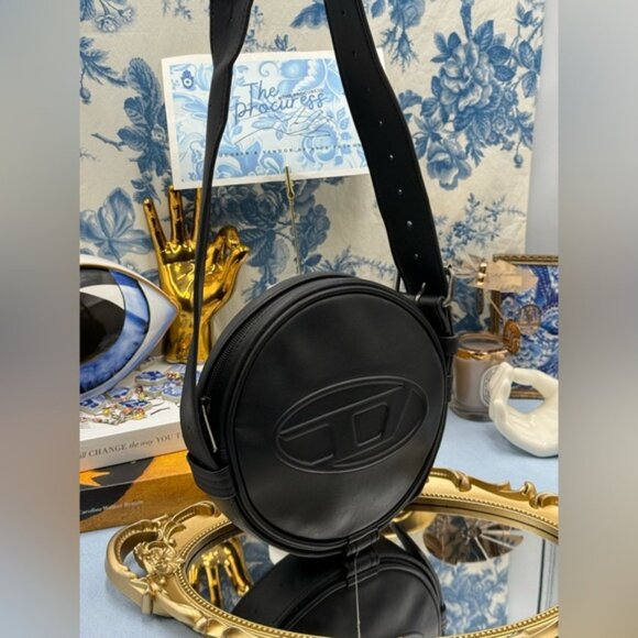 🆕 DIESEL 🧿 NWOT Rinke Circle Shoulder Bag - All Black - Picture 3 of 14